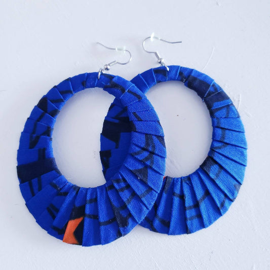 Fabric wrapped earrings, Ankara Hoop Earrings, Tribal earrings, African print earrings, handmade earrings, African fabric earring